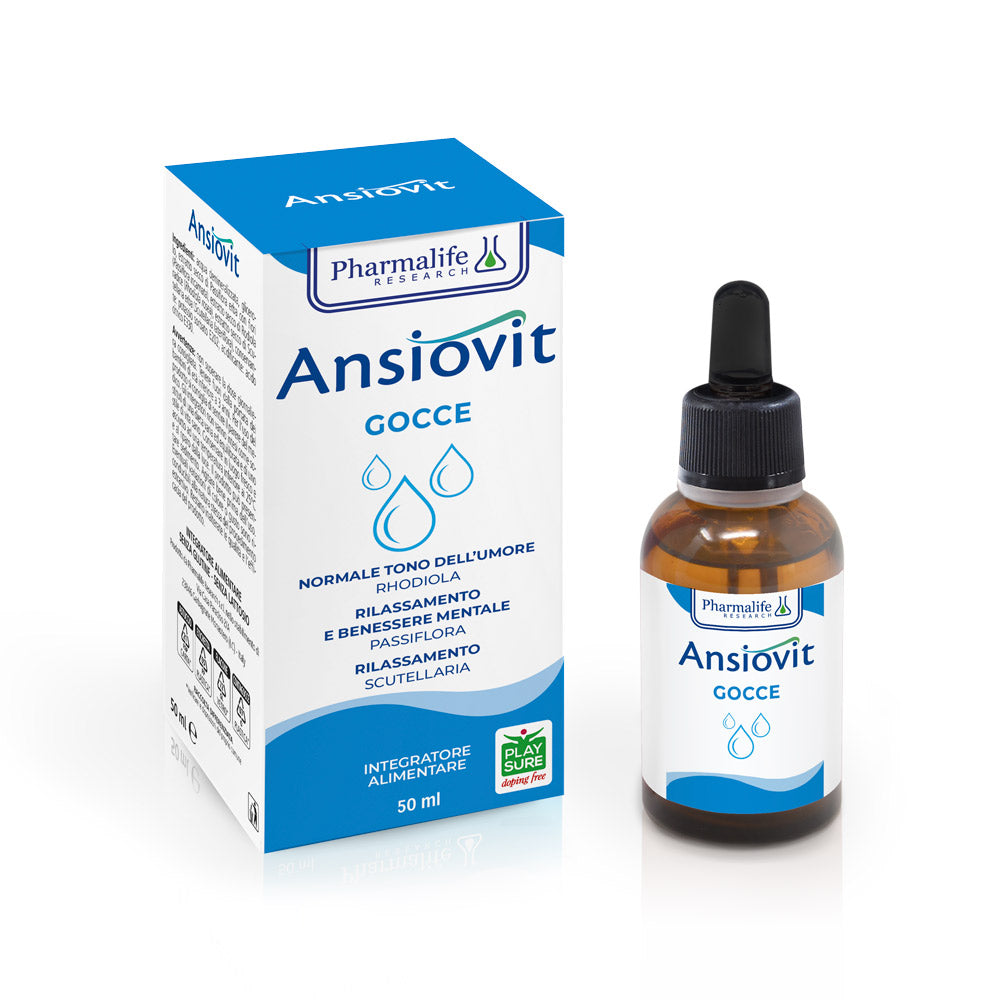 INTEGRATORI
CALMANTI
Ansiovit gocce
Rilassamento e benessere mentale.
Flacone 50 ml