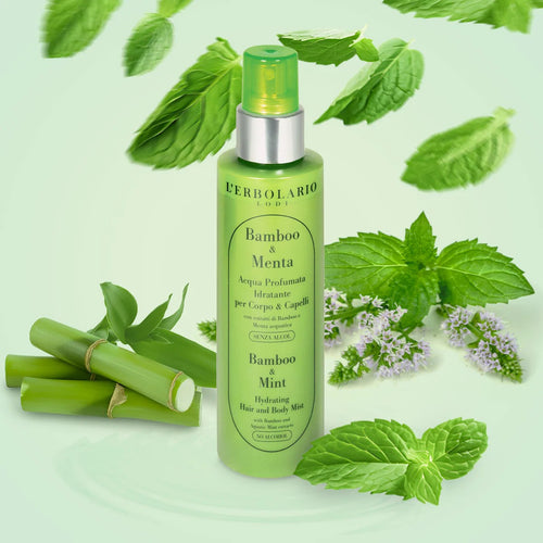 Acqua Profumata Idratante Bamboo & Menta
     
Profumo aromatico per corpo e capelli senza alcol, in edizione limitata
