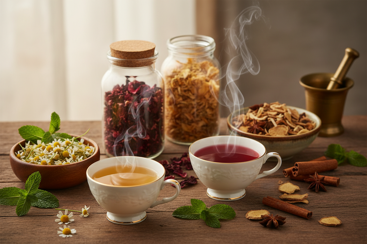 GENERA UN IMMAGINE DOVE SI VEDA TE TISANE E INFUSI,